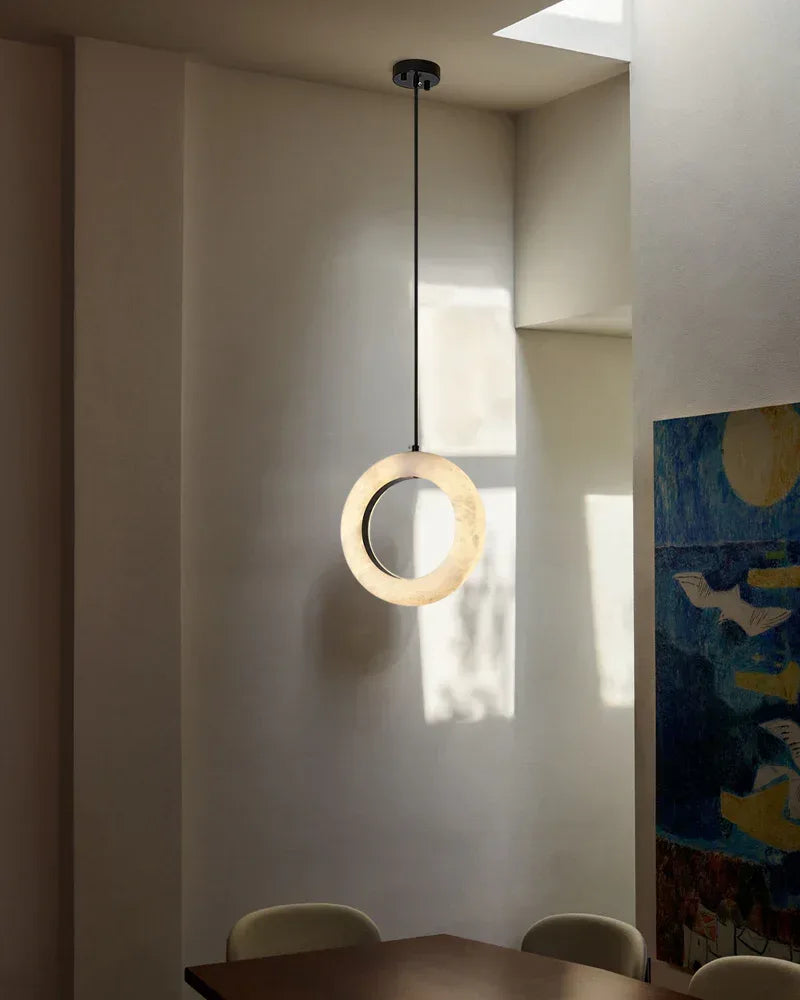 Modern Hanging Round Alabaster LED Small Ring Pendant Lights for Bedroom Modern Pendant lamp