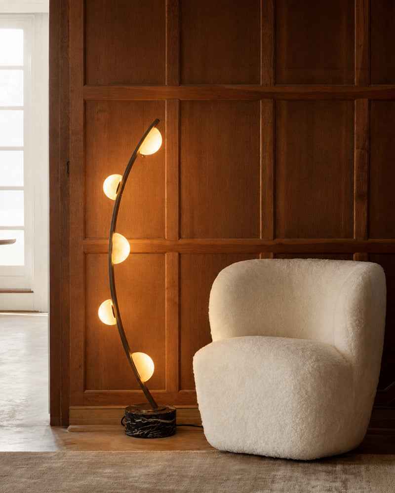 LightsStory Alabaster Curved Floor Lamp - Semi-spherical White Marble (Copy)
