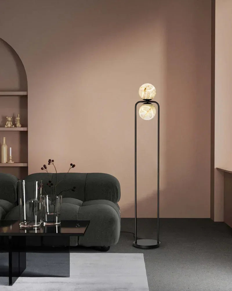 Modern Alabaster Globe LED Wall Light Fxitures with Black Iron Textured use for hallway Flush Mounted Wall Sconce Lamp