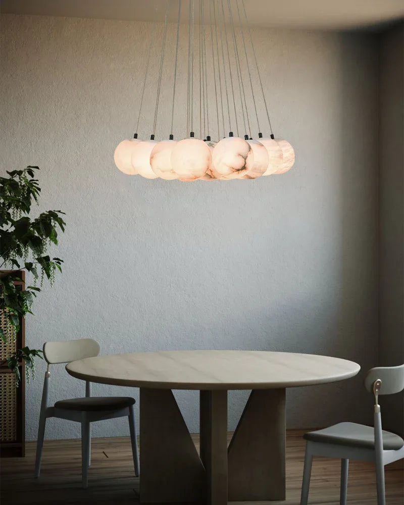 18/30 lights Cluster Adjustable Lighting Alabaster Globes Chandelier for high ceiling entrance American Vintage chandelier lamp