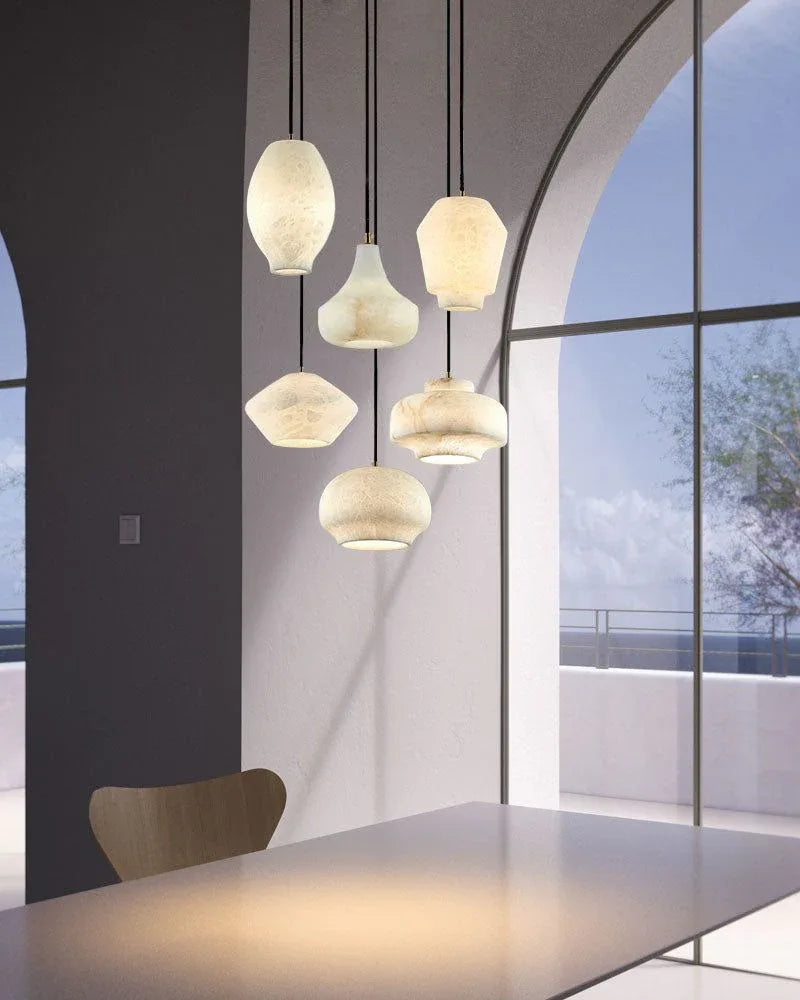 Modern Simple White Natural Alabaster Dimming Pendant lamp for Home decor Modern Pendant lamp