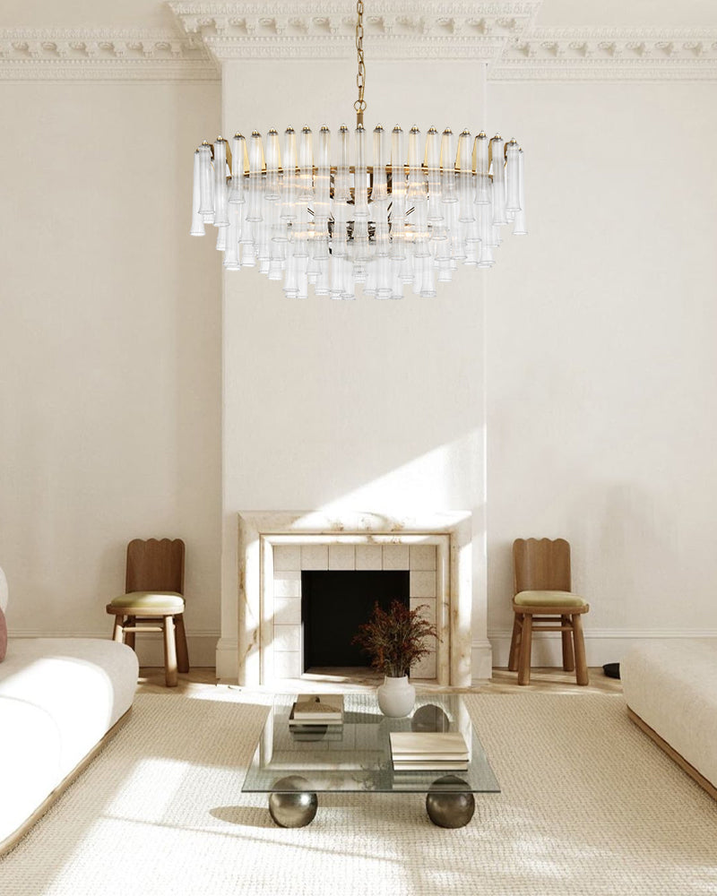8/12 Light 40" Wide LED Lorelei Round Tiered Glass Chandelier use for Foyer Staircase