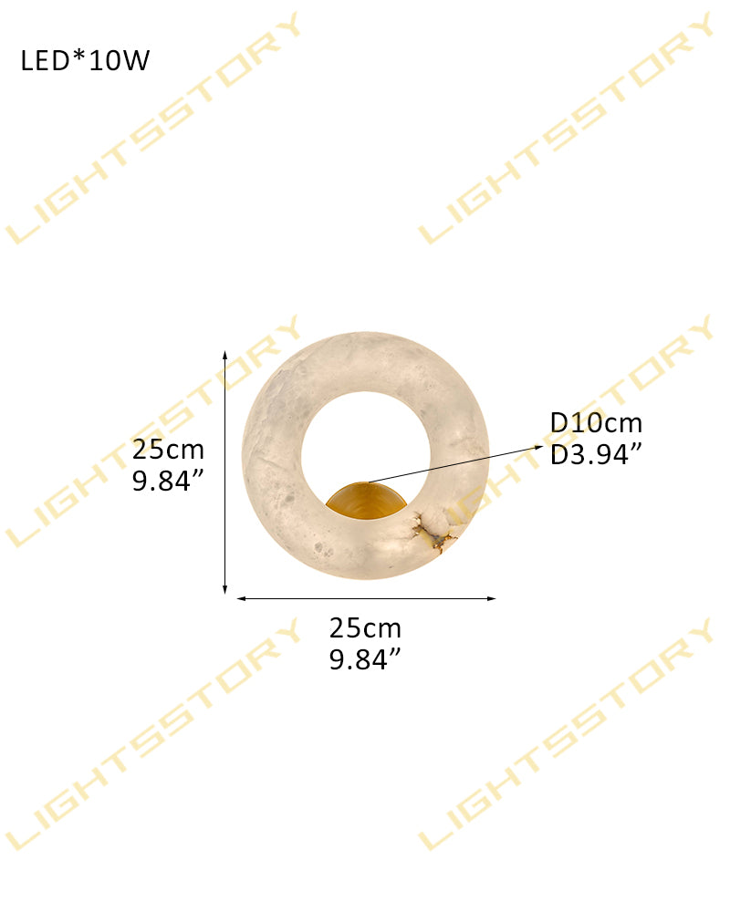 Round Natural Stone Alabaster Wall Light Fixtures Wide 10" flush mount sconces for bedroom