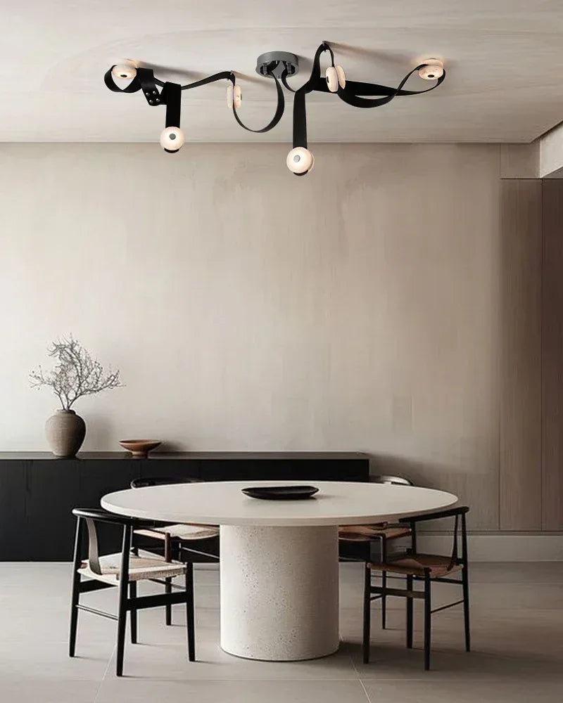 LED Mini SNAPS Module Ceiling Alabaster Pendant Light with Brown Leather Straps Modern Pendant lamp