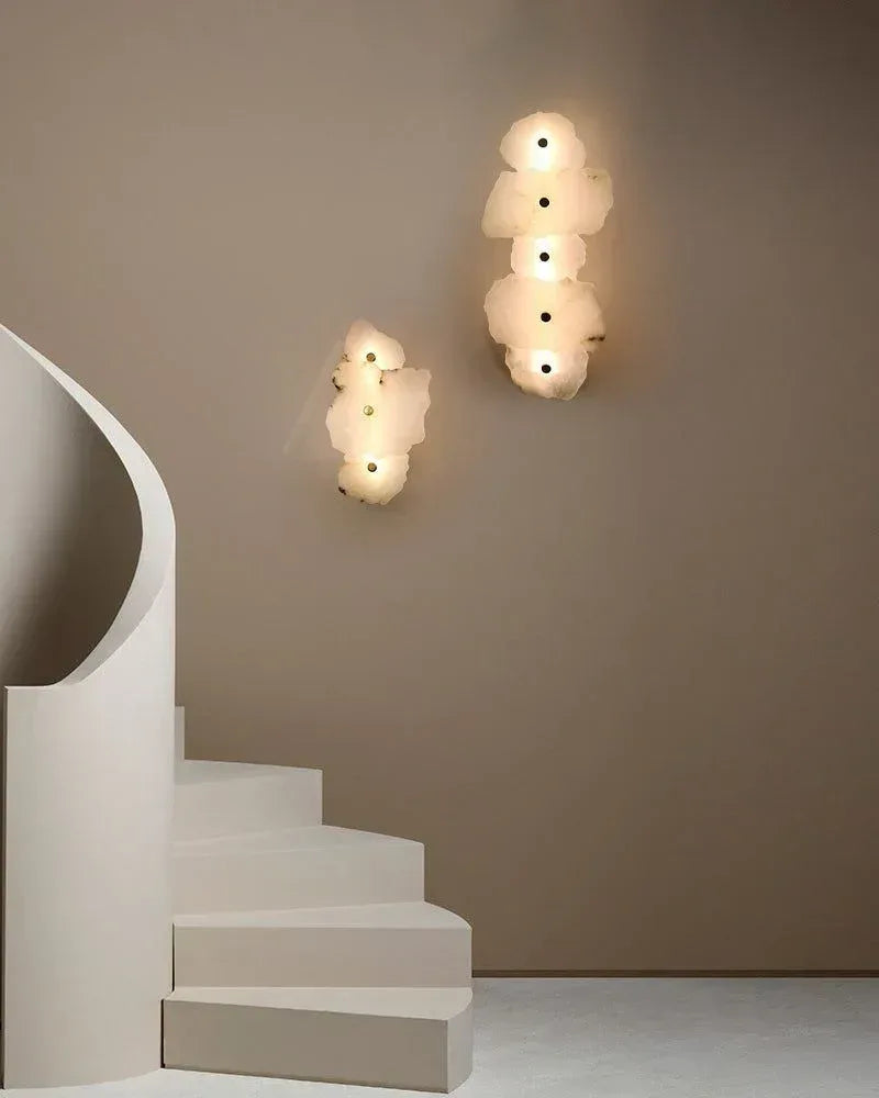 Bathroom Vanity Lighting UP and Down Single Light Alabaster Shade Brass Wall Sconces Modern Art Design Wall Lamp