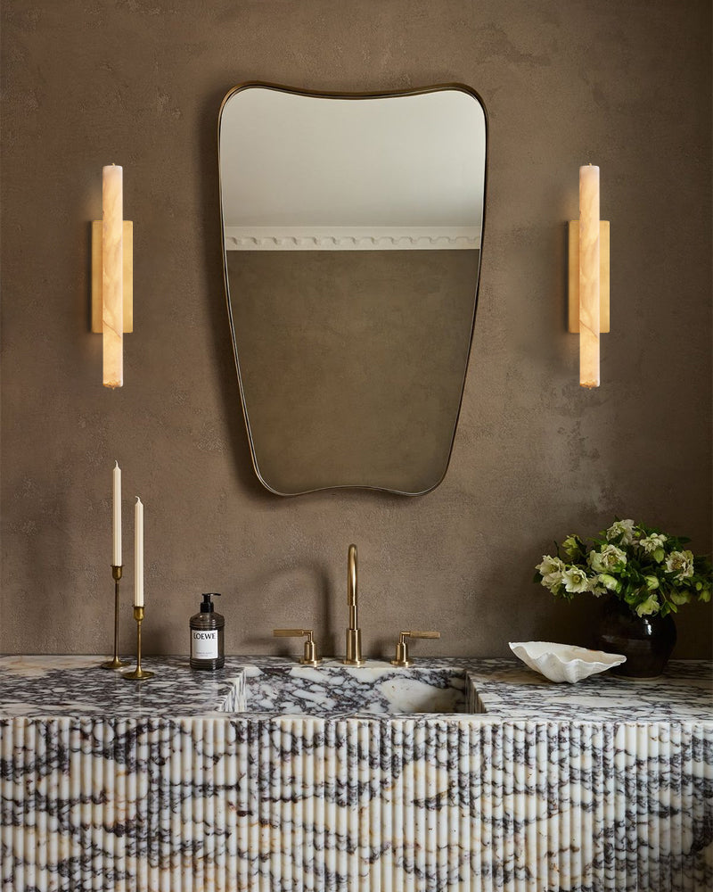Alabaster Linear Wall Sconces mount in bathroom sink