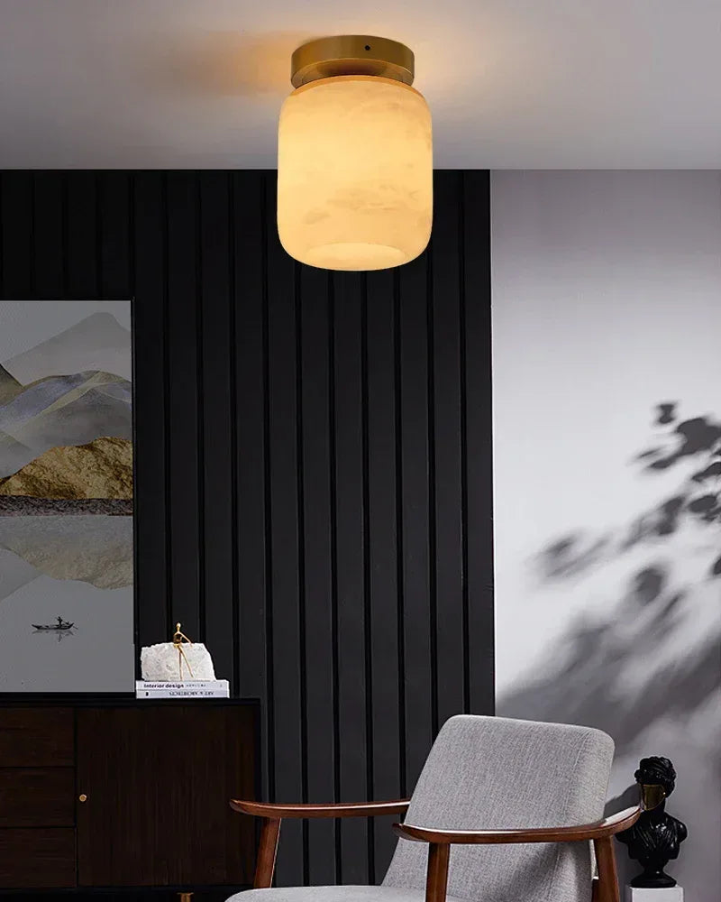 Modern Marble Globes 1-Light Alabaster Ceiling Light use for Doorway Entrance Flush Mounted Ceiling Lamp