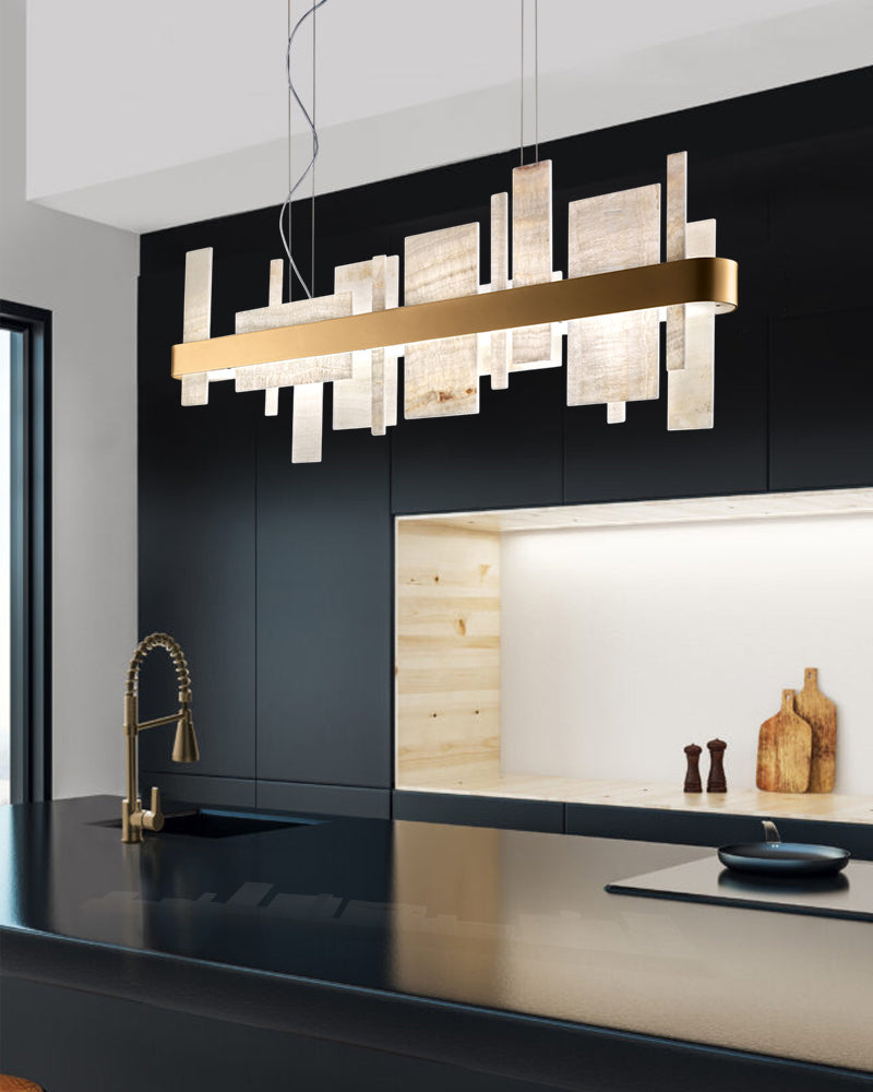 LightsStory Alabaster Rectangle Chandelier - Lux Gold - Statement - LightsStory Chandeliers & Crystal Lighting - USA