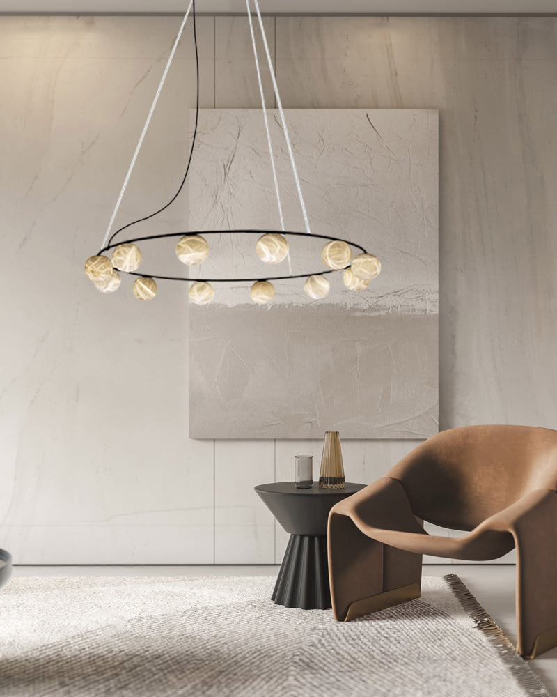 hanging lights for home decor | globe alabaster shade