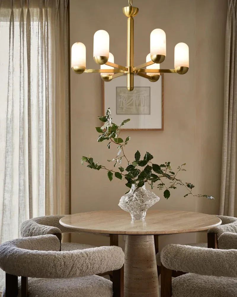 1/6/8/15 lights Small Alabaster Luxury Moonshade Brass Chandelier for dining room Luxury Modern Chandelier