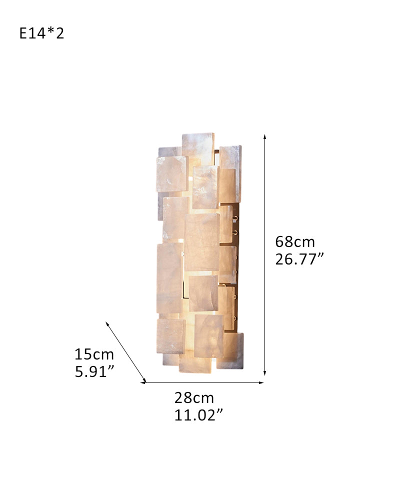 Frozen Calcite Crystal Wall Sconce | 27" Square Bedside & Corridor Lighting 15W