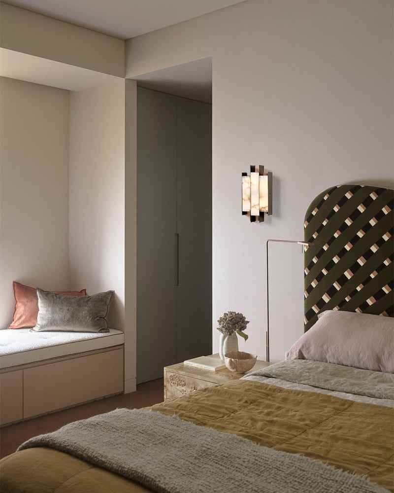 Alabaster Rectangle Wall Light - White Stone Wall Sconce - LED - Small