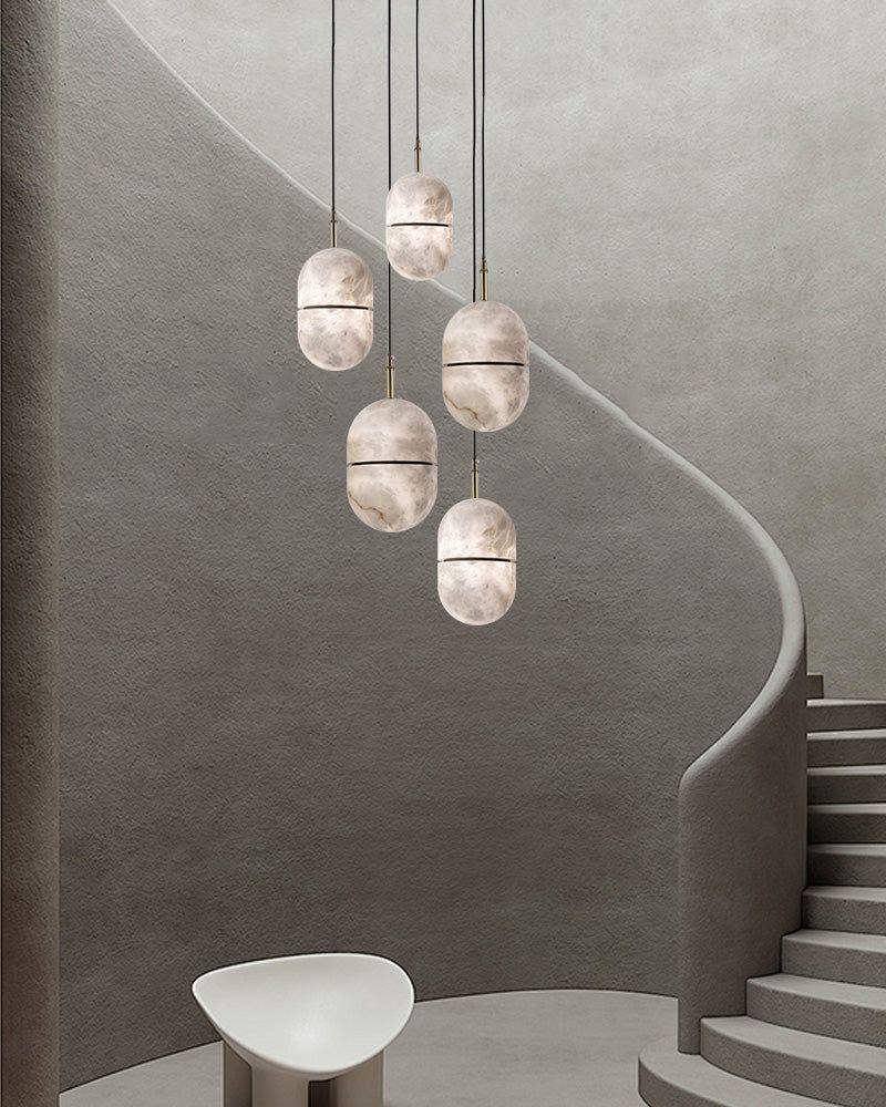 Minimalism G9 Alabaster Pendant Light white marble shade hanging for home decoration Modern Pendant lamp