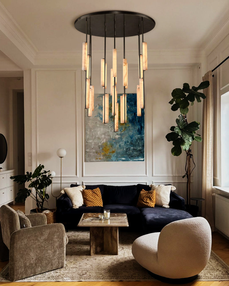 Black Disk Ceiling Pendant Lamps-alabaster shade