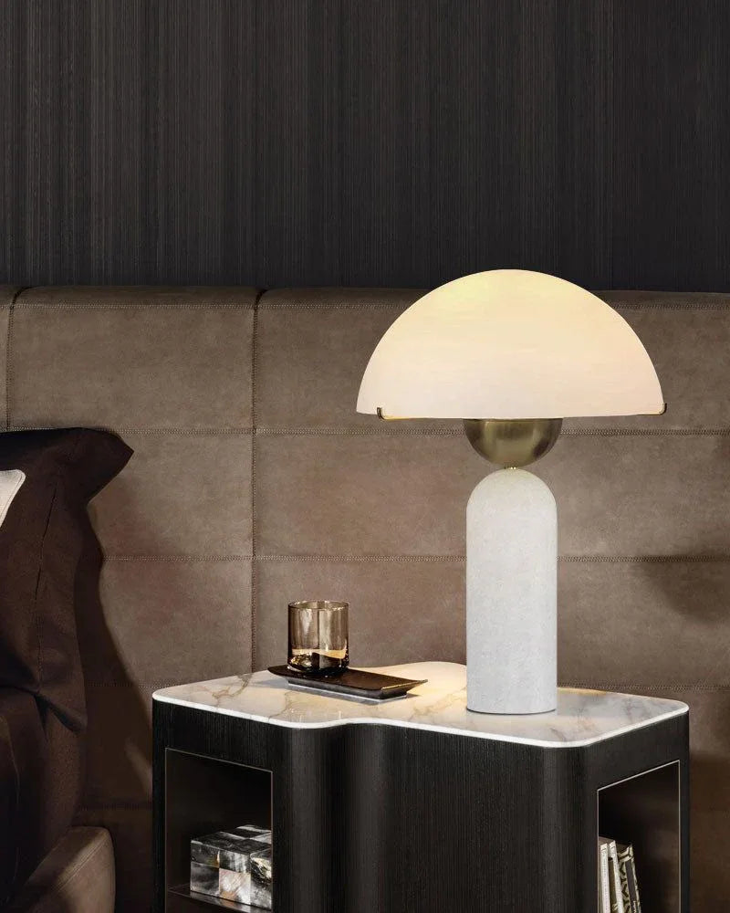 G9 Alabaster LED Small White Alabaster Table Lamp Wide 12" 15W Table lamp