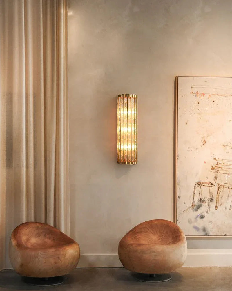 Modern Copper & Glass Linear Dimming Wall Sconce 16in/24in of height Brass Aged Wall Sconces
