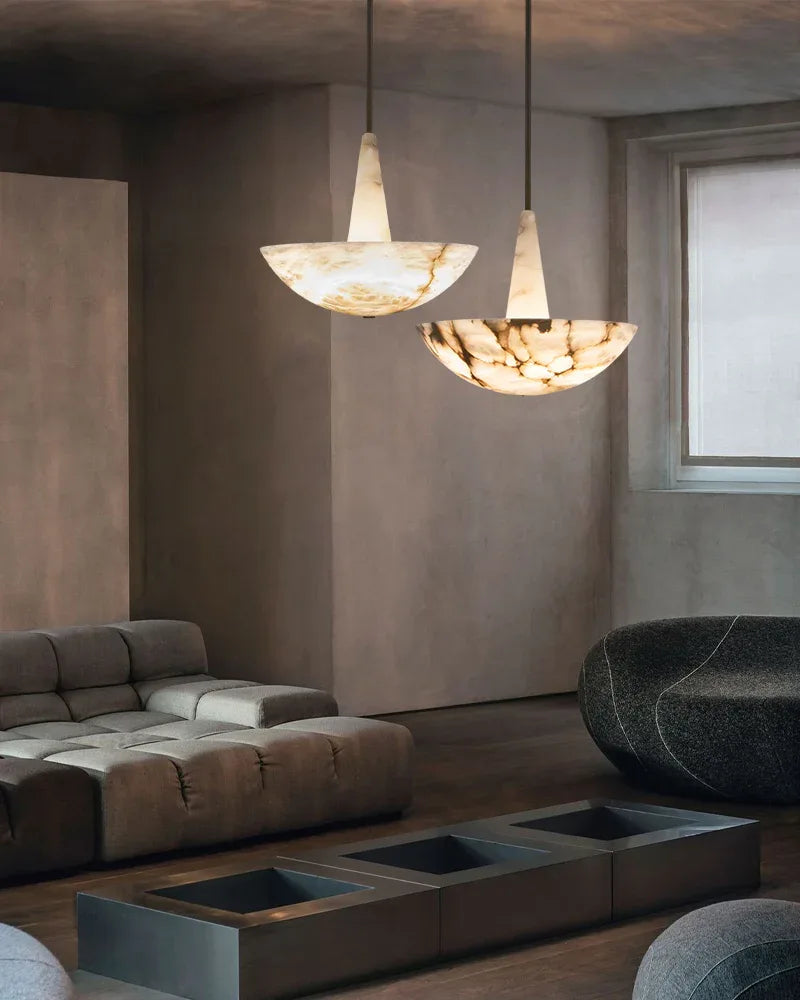 Domus Vintage Alabaster Lamp Round Bowl Ceiling Pendant Lighting Wide 20in 28in Modern Pendant lamp