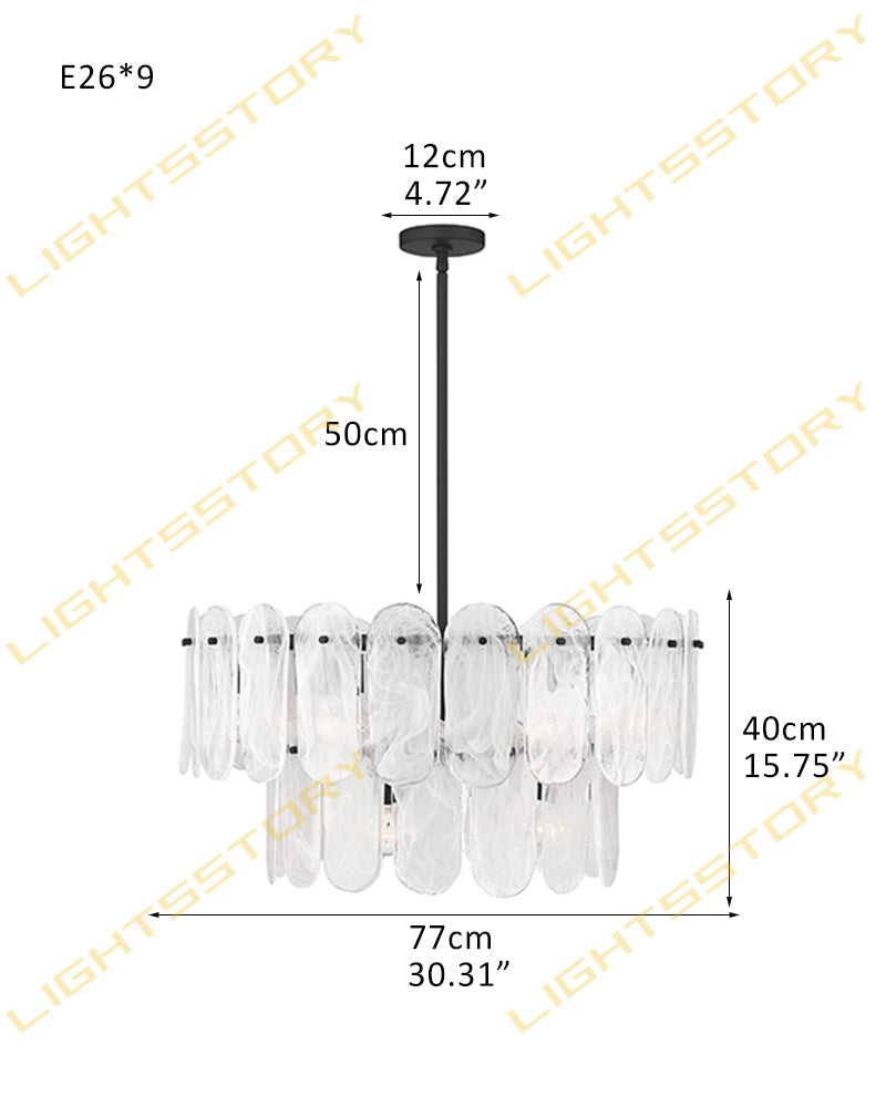 Etienne Glass Petal Prism Swirl Multi Tier Chandelier - Lux Gold Trim - Living Rooms, Dining Rooms, Foyers