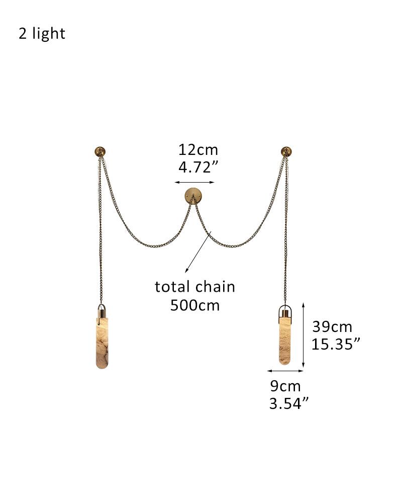 5-Light Cluster Brass Alabaster Ceiling Pendant Chain Light Fixtures for living room entrances