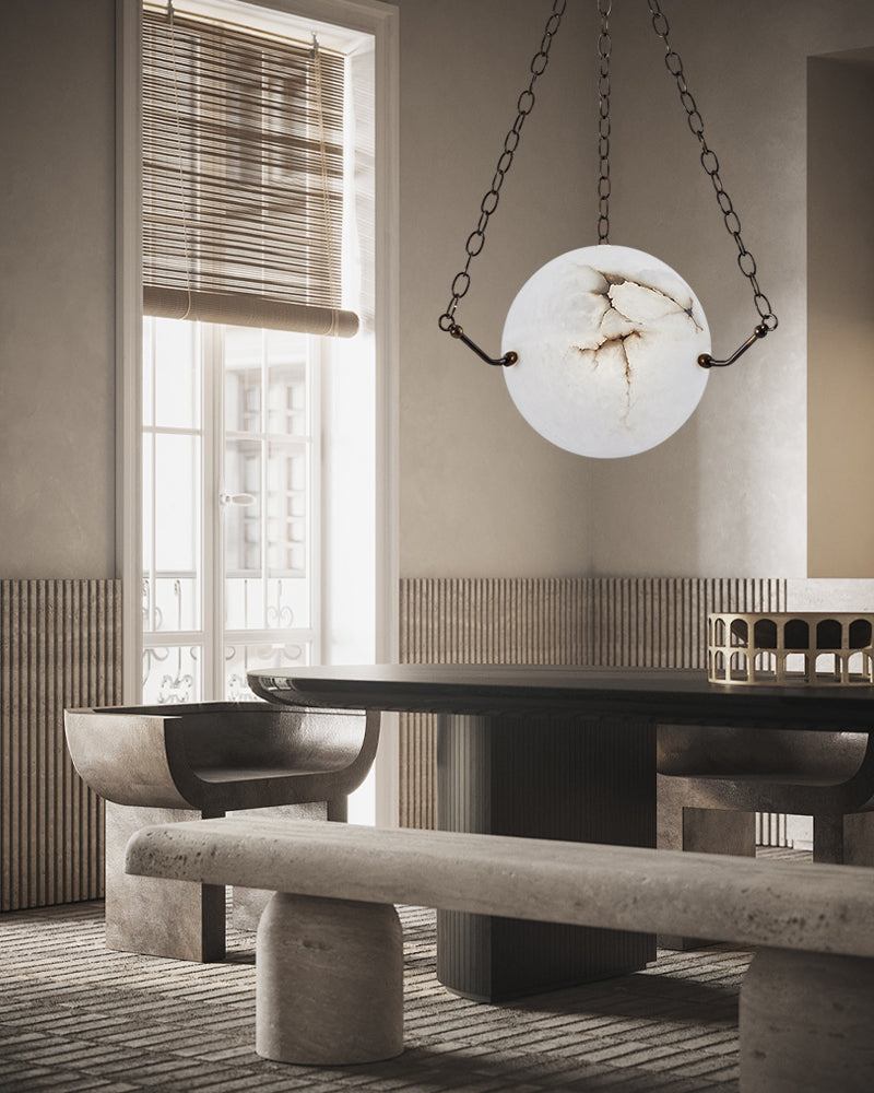 Alabaster Globe Light Fixture in black