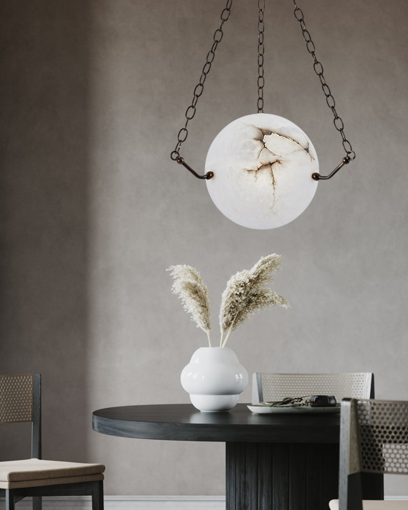 Black Chain white marble ceiling pendant lamp