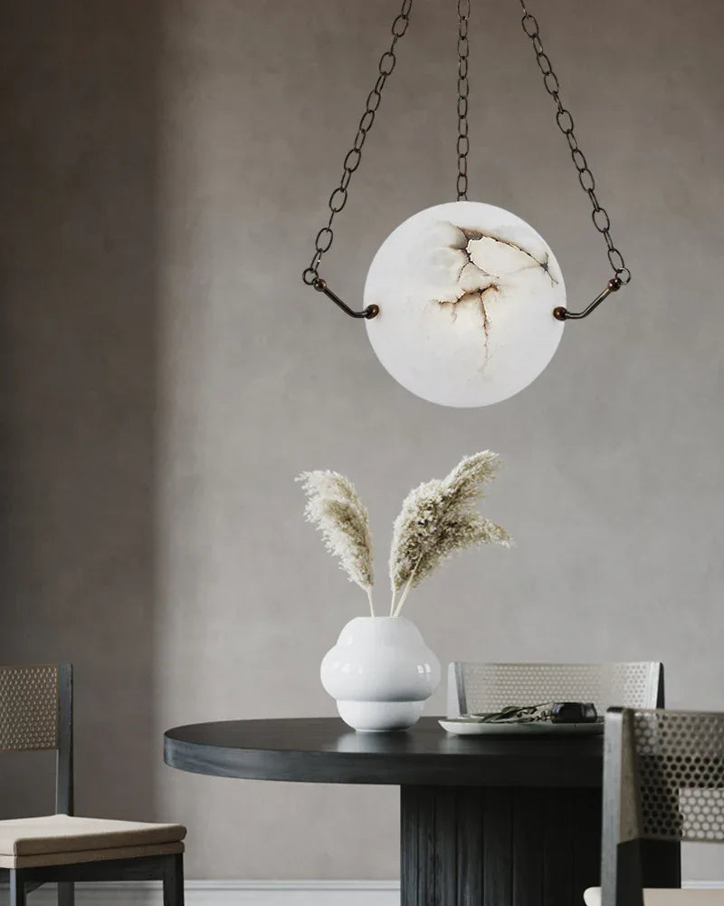 Vintage Alabaster Globe Pendant Light Fixture with brass/black adjustable chain 150cm Vintage Simple Pendant Lamp