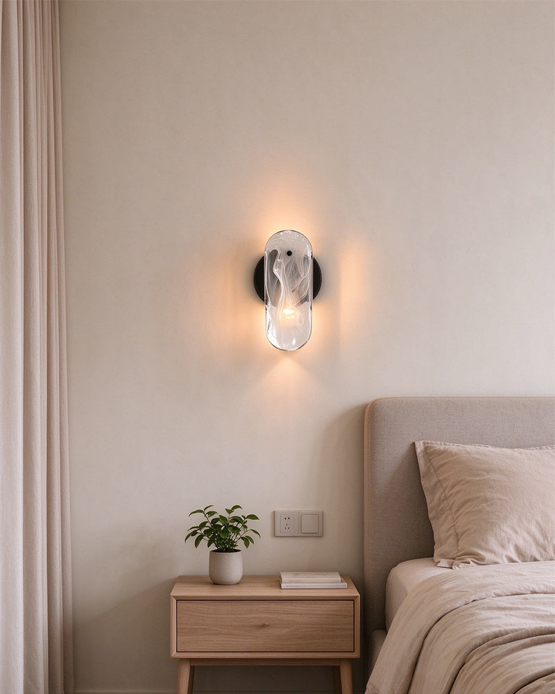 Etienne Glass Petal and Gold Trim Wall Light Sconce - Semi Flush Mount, Lux Gold Trim - Living Rooms, Bathrooms, Vanities & Hallways