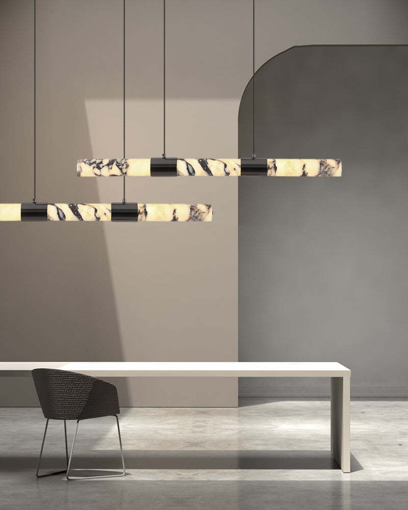 Modern Luxury LED Marble Linear Suspension Light Wide 36" 48" 60" for Kitchen Island Luxury Modern Chandelier