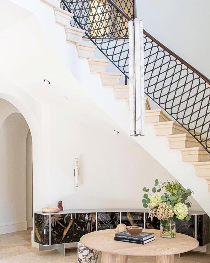 Callisto Horizontal Lighting LED Minimalist Linear Strip Alabaster Pendant Lamp for Dining Table