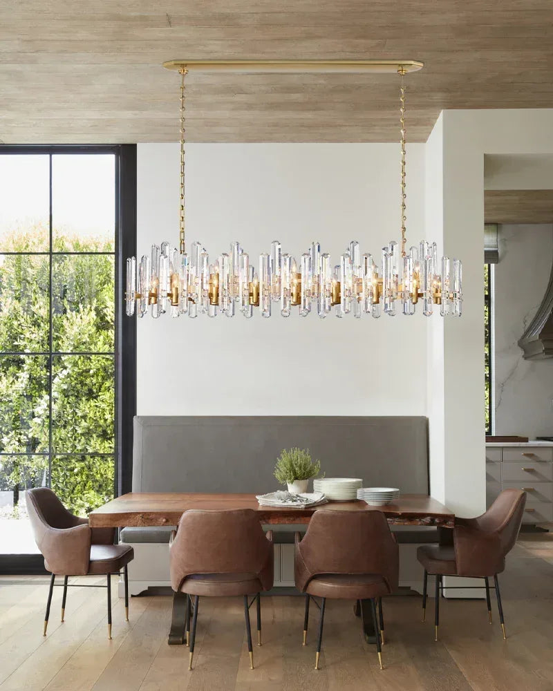 2-tier crystal glass chandelier with chrome metal frame, E14 8/10 Lights American chandelier