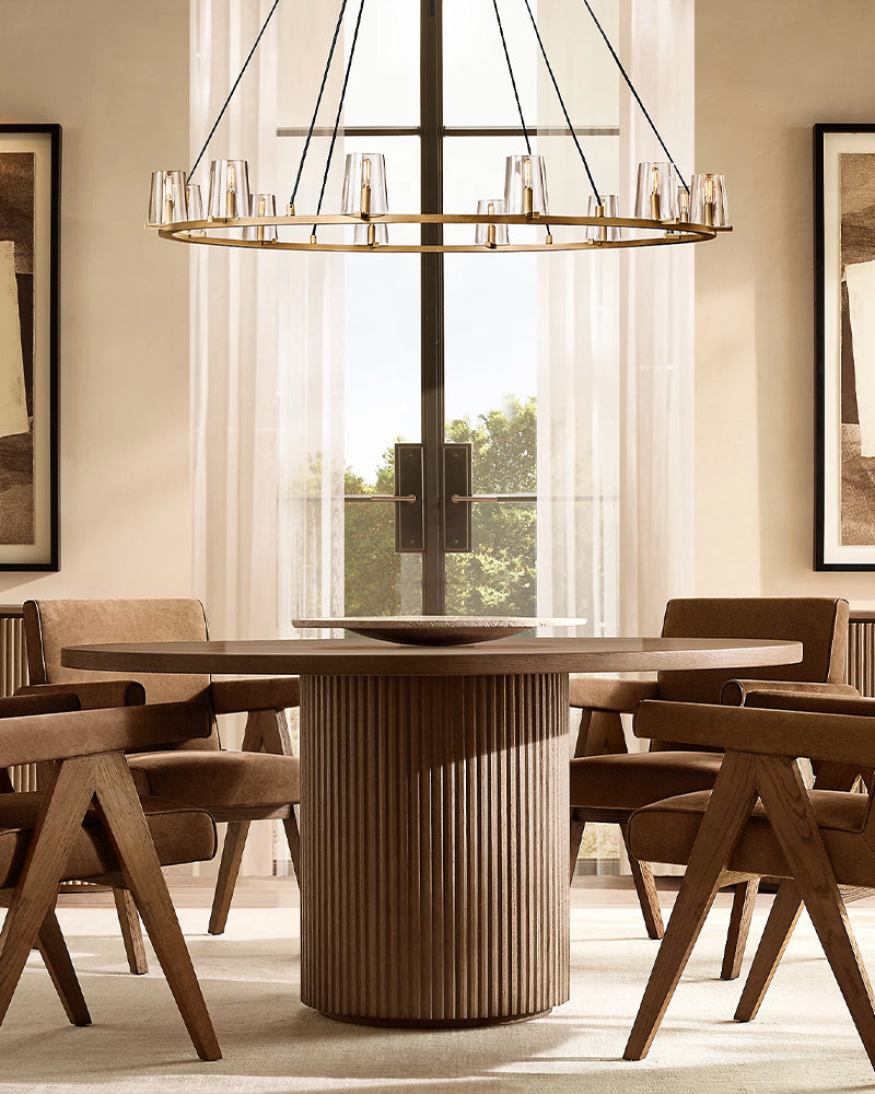 4-light Pauillac Round Clear Glass Pendant Lighting Lacquered Brass/Black for Kitchen Island