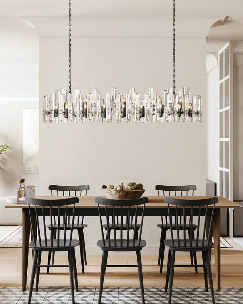 2-tier crystal glass chandelier with chrome metal frame, E14 8/10 Lights American chandelier