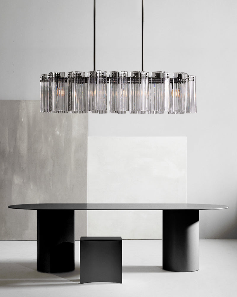 black chandelier dining room