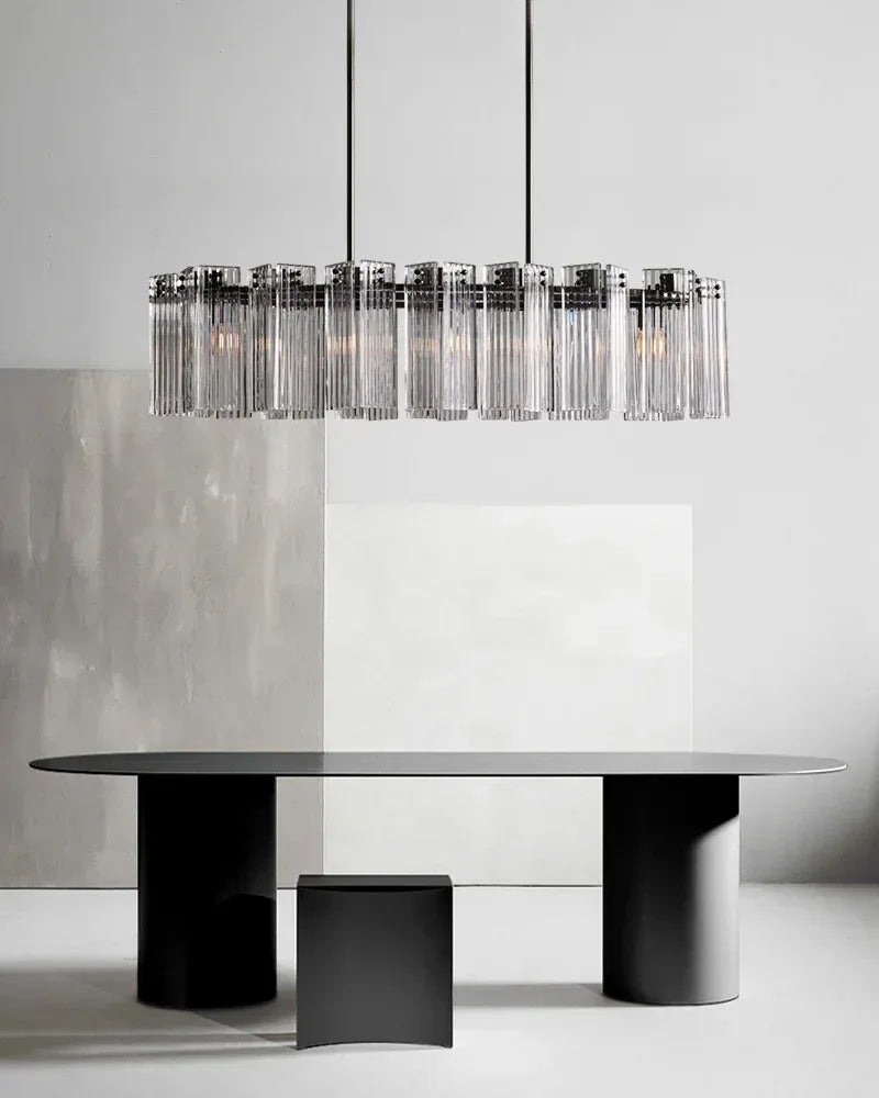 Rectangular Smoke/Clear Glass Delsie Tier Chandelier Wide 40" for over dining table American chandelier