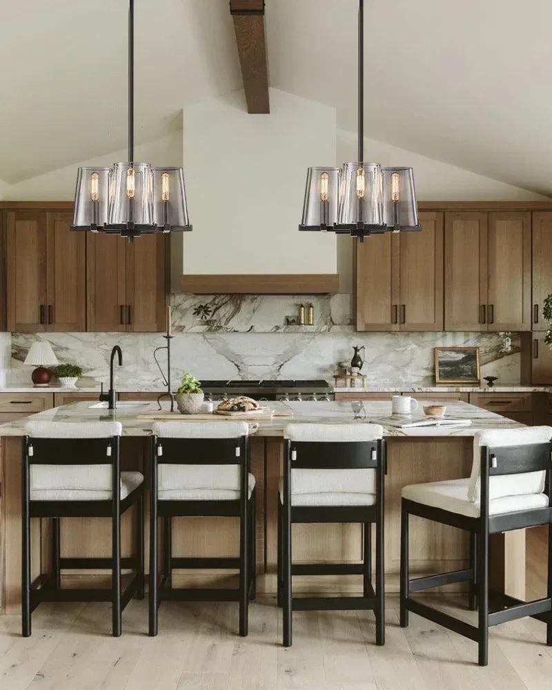 12-light Pauillac Brass/Black Linear Clear Glass Chandelier 49" 60" for dining room American chandelier