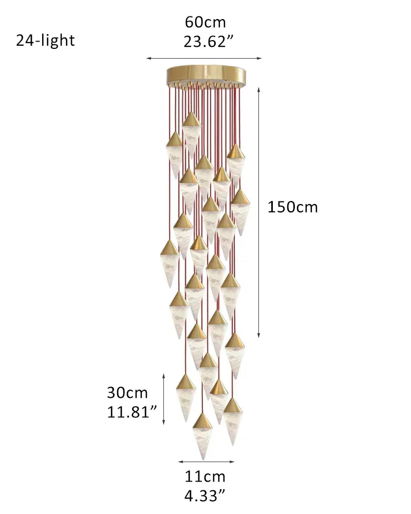 American Coastal Conical Cluster Alabaster Dome Ceiling Brass&Black Pendant Light 24-light-D11*H30CM D4.33"*H11.81" White + Gold Modern Pendant lamp