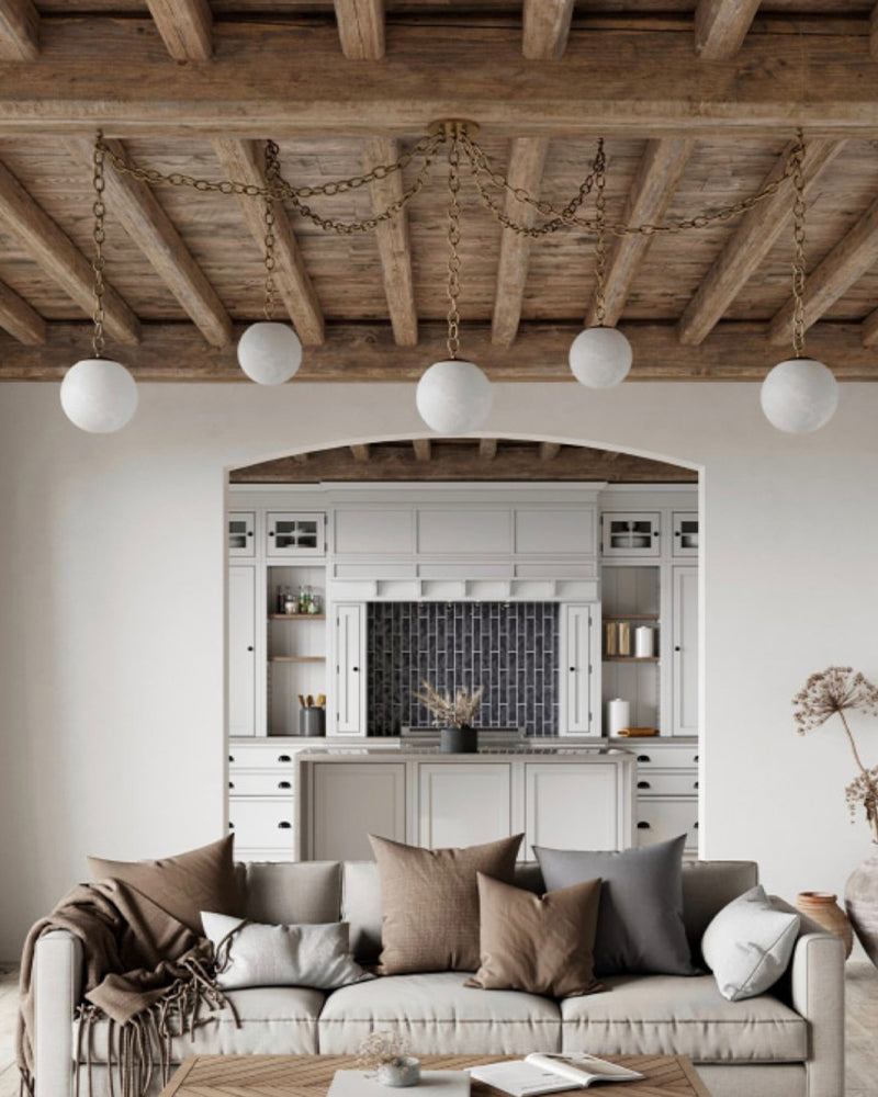 Alabaster Globe Pendant For Sale