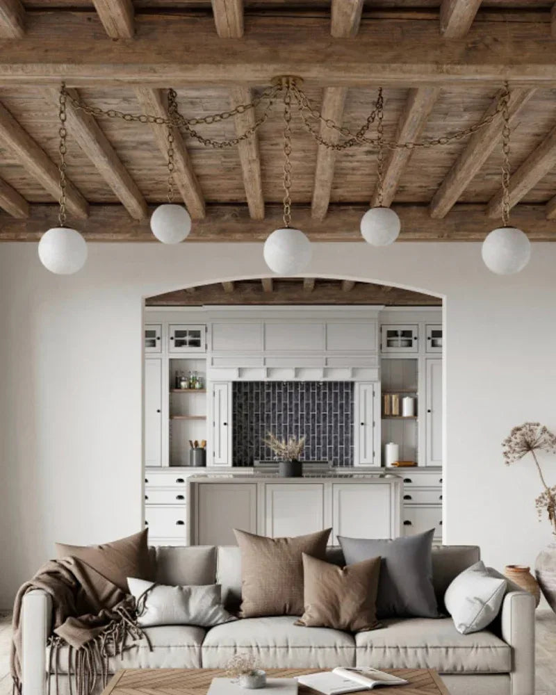 Alabaster Globe Swag Pendants Indoor Lighting with Brass/Black Chain in adjustable Modern Pendant lamp