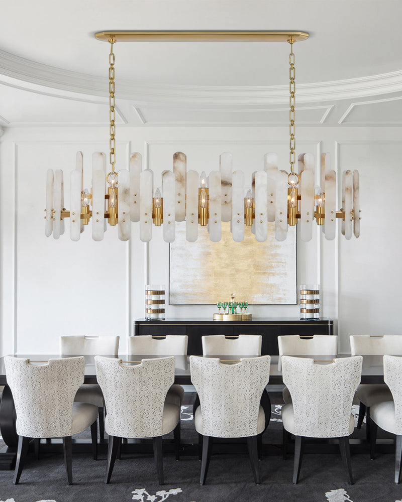 linear alabster chandelier light