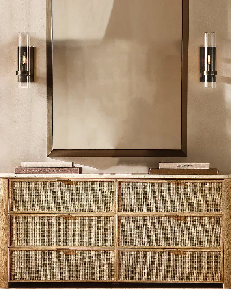 Ravelle Series Geometric Chandelier | Linear Premium hand-blown glass and solid brass construction, Lacquered black brass finish for Dining Rooms and Kitchen Islands American chandelier