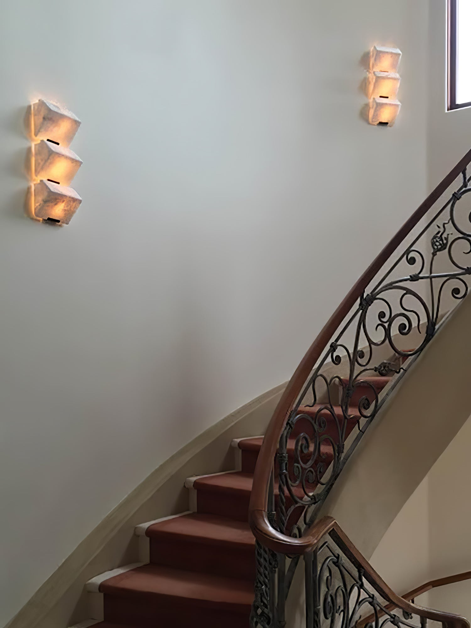 1-light Cone Nature Marble Stone Wall Sconces Wide 6" Brushed Bronze