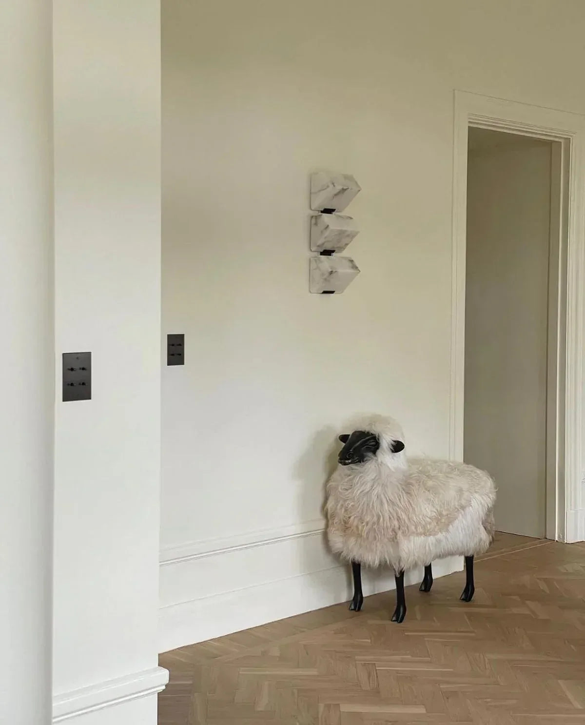 1-light Cone Nature Marble Stone Wall Sconces Wide 6" Brushed Bronze Flush Mounted Wall Sconce Lamp