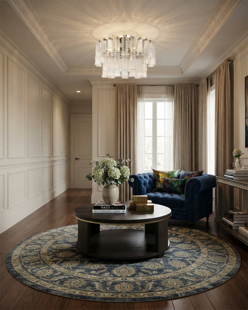 Bellagio Fluted Opal Glass Double Tier Ceiling Light - Semi Flush Mount, Lux Brass Trim - Bedrooms & Living Rooms