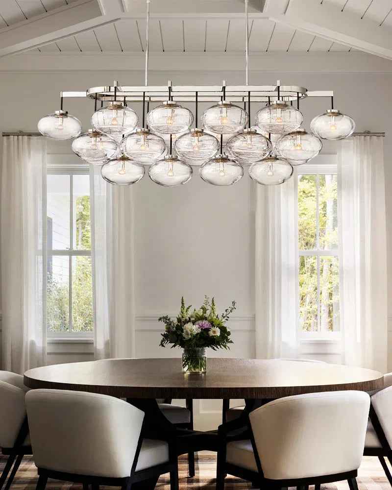 Cabrette Series Clear Glass Round Chandelier Wide 36" 48" 60" in Brass Ring for living room American Vintage chandelier lamp
