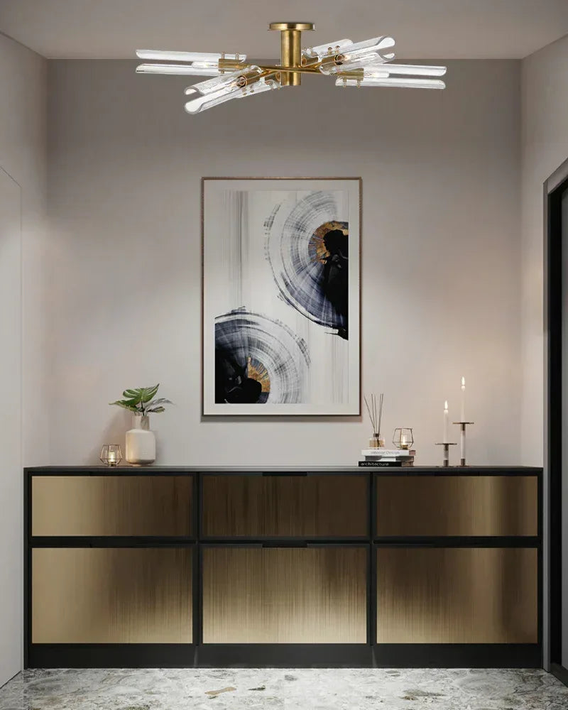 Rustic Forged Iron Casoria Two Tier Chandelier with Clear Glass Shade Use For Living Foyer American chandelier