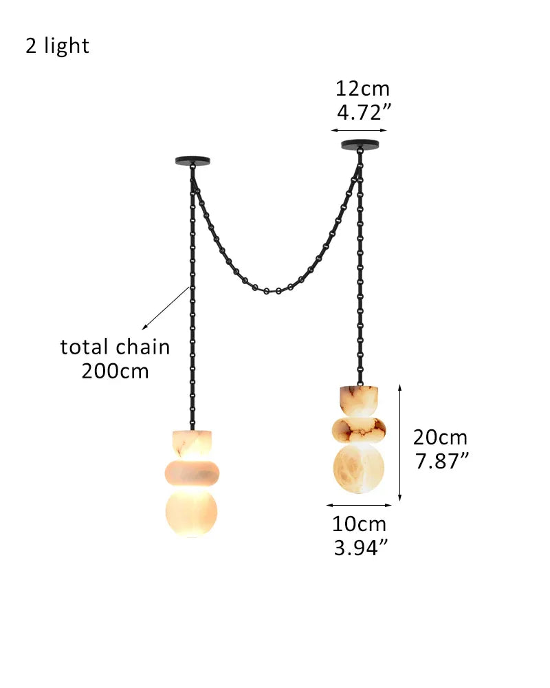 5 lights Multi Light Soft White Ablabaster Pendant Light Fixtures 4" Wide for dining room 2 light-D10*H20CM D4"*H8" Black Modern Pendant lamp