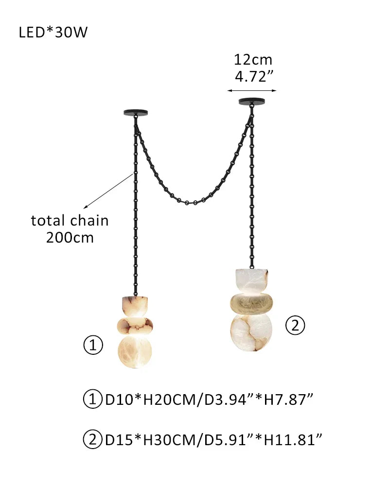 7 lights 6" Wide Multi Light LED Pendant Light Fixtures white alabaster indoor lighting 2 light-D10+D15CM D4"+D6" Black Modern Pendant lamp