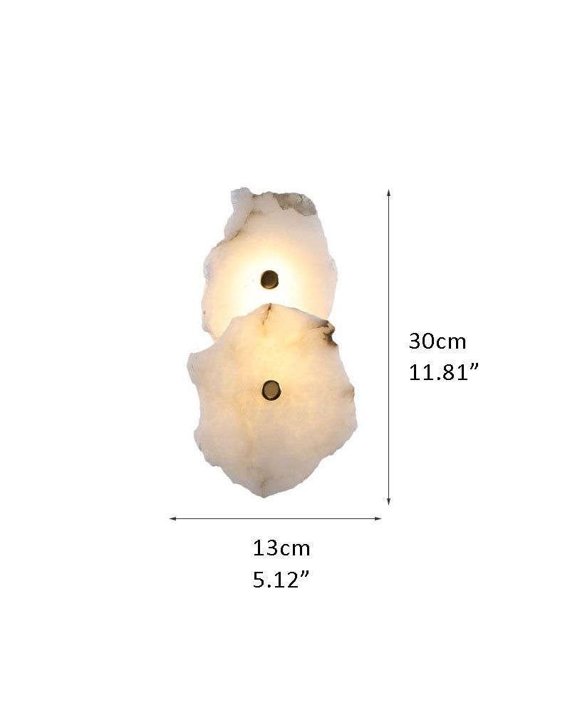 Elegant alabaster wall light fixtures with soft LED glow dimensions 30cm x 13cm