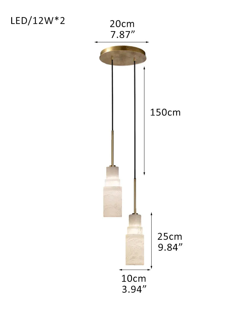 Antique aged Copper Long Hanging Cord Alabaster Pendant Lights over dining table 2-light-D10*H25CM D4"*H10"-Dome Brass + White Vintage Simple Hanging Lamp