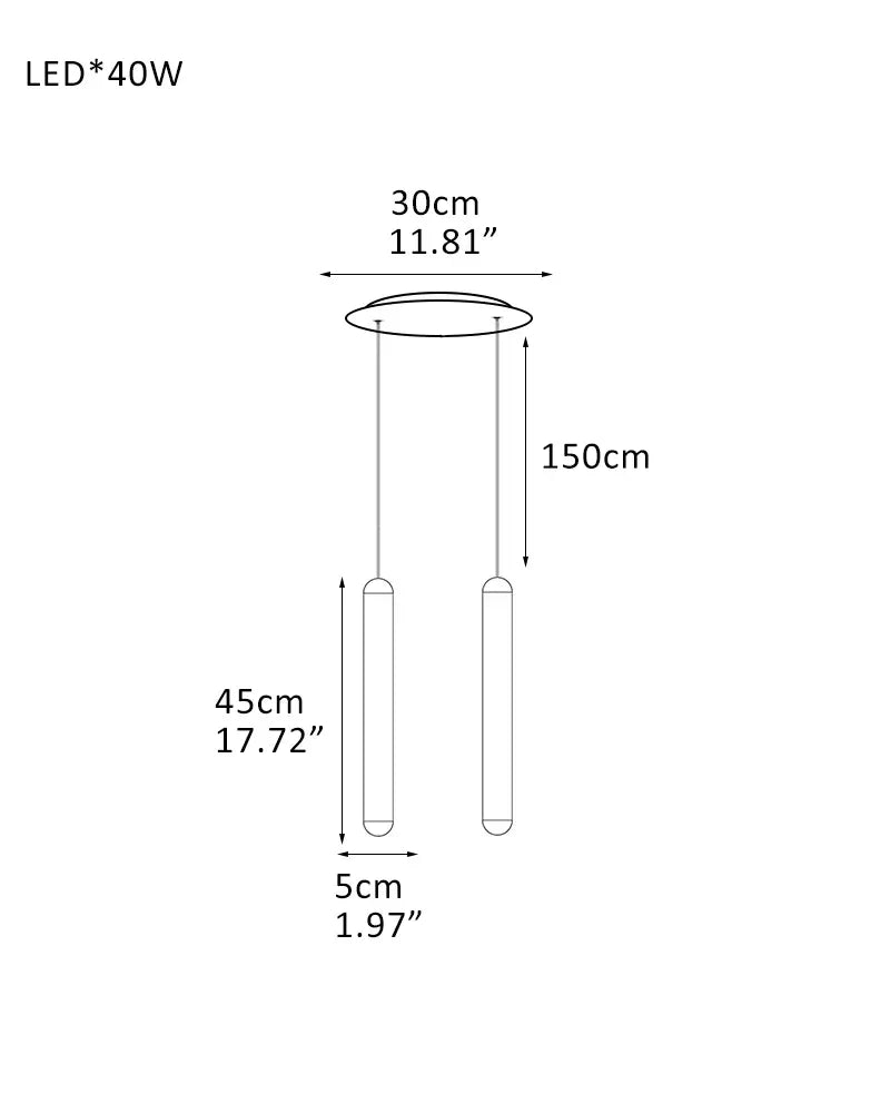 Cadiz LED Wide 2" Aged Brass/Black Indoor Mini Ceiling Pendant Lighting 2-light-D5*H45CM D1.97*H17.72" Modern Pendant lamp